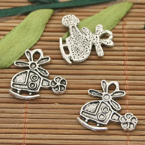 

50pcs dark silver tone helicopter charms h3139