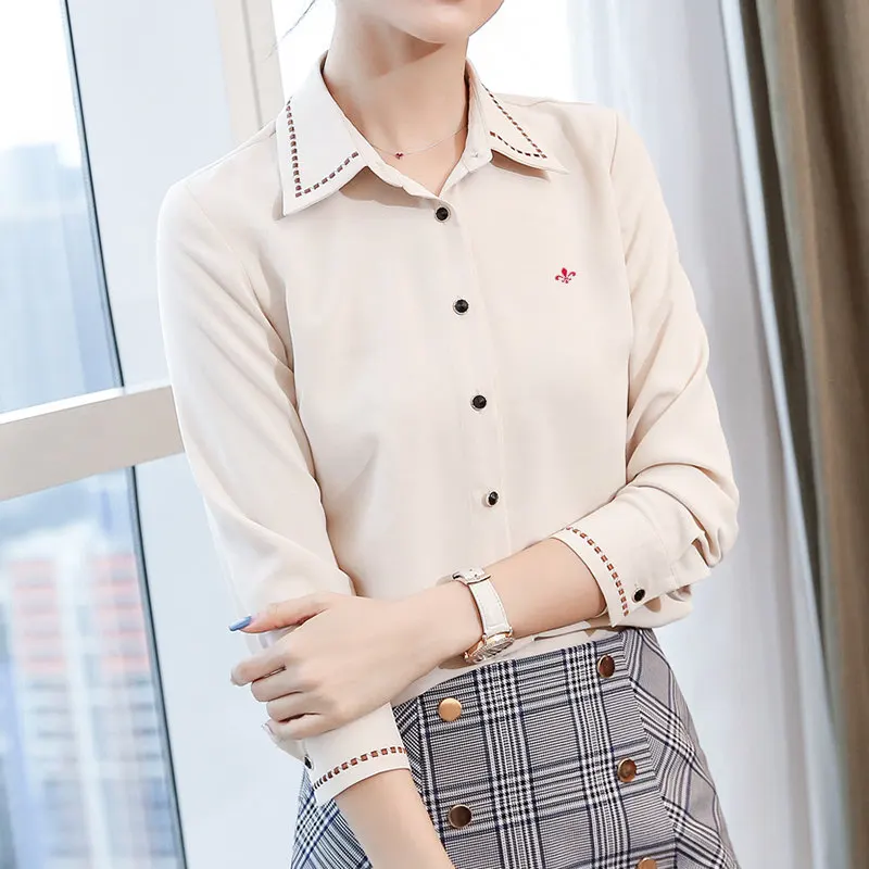 Dudalina Camisa Femenina, женские блузки,, одноцветные, на пуговицах, Женские топы и блузки, повседневные, с длинным рукавом, блузка для офиса, женская рубашка - Цвет: TR8950-kaqi