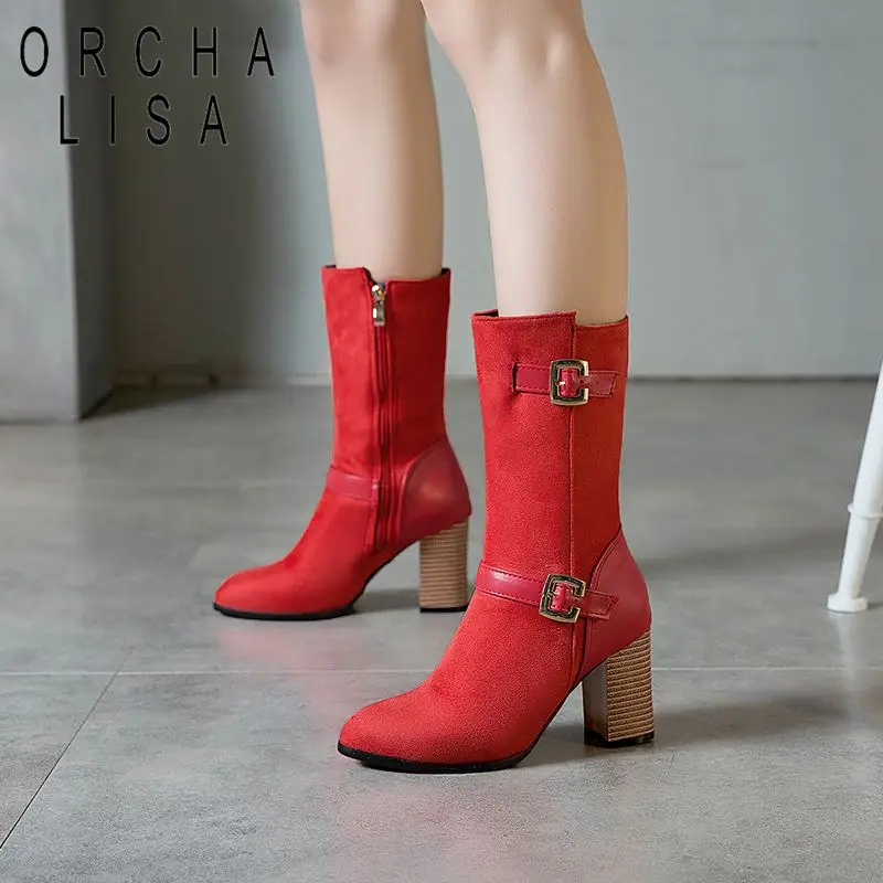Из коллекции ORCHA LISA кожаная обувь женские ботинки до середины икры с острым