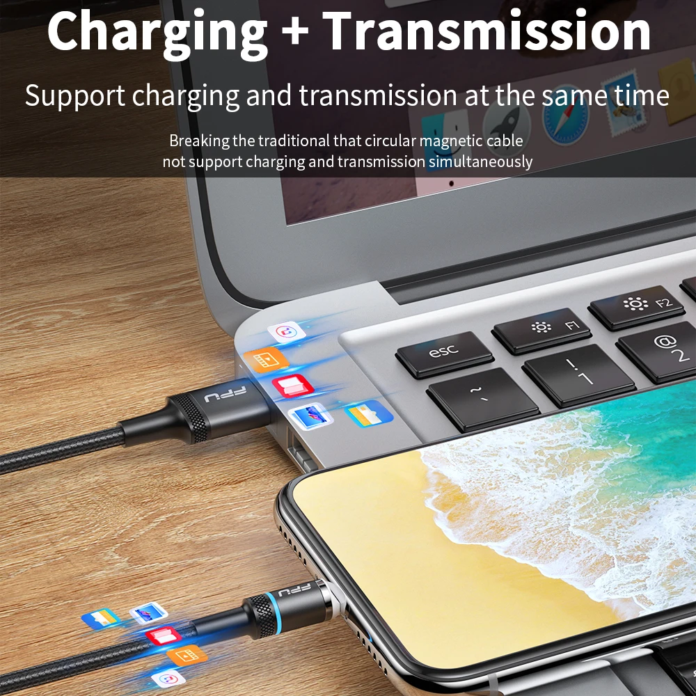 Магнитный кабель FPU USB Type C/Micro/Lightning для телефонов iPhone/Android 3A 1/2 м|Кабели мобильных