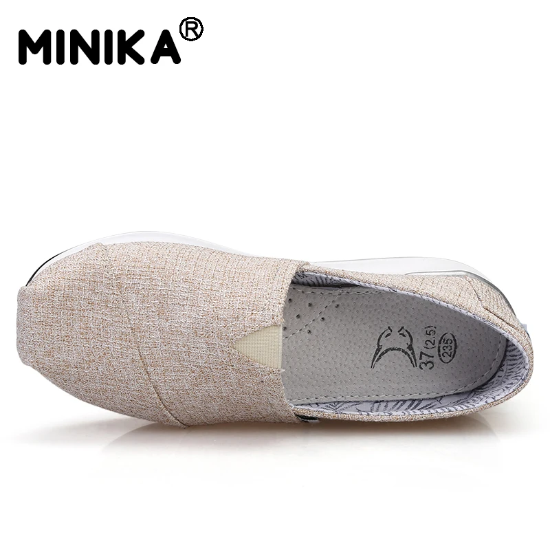 Minika/однотонная парусиновая обувь на плоской подошве женская без шнуровки