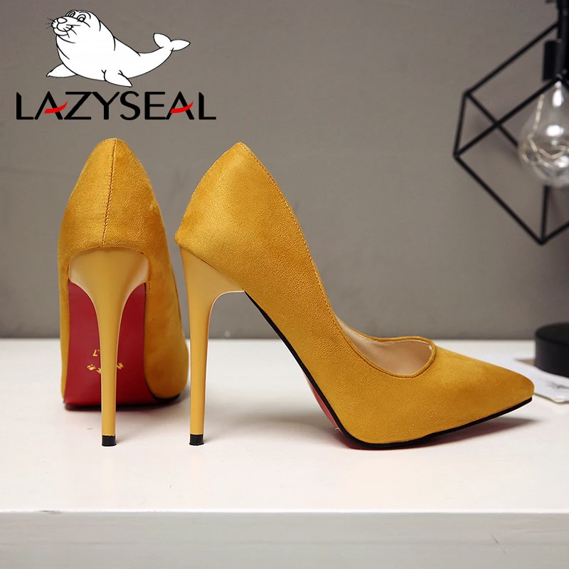 LazySeal обувь женские туфли лодочки на каблуке шпильке из искусственной замши