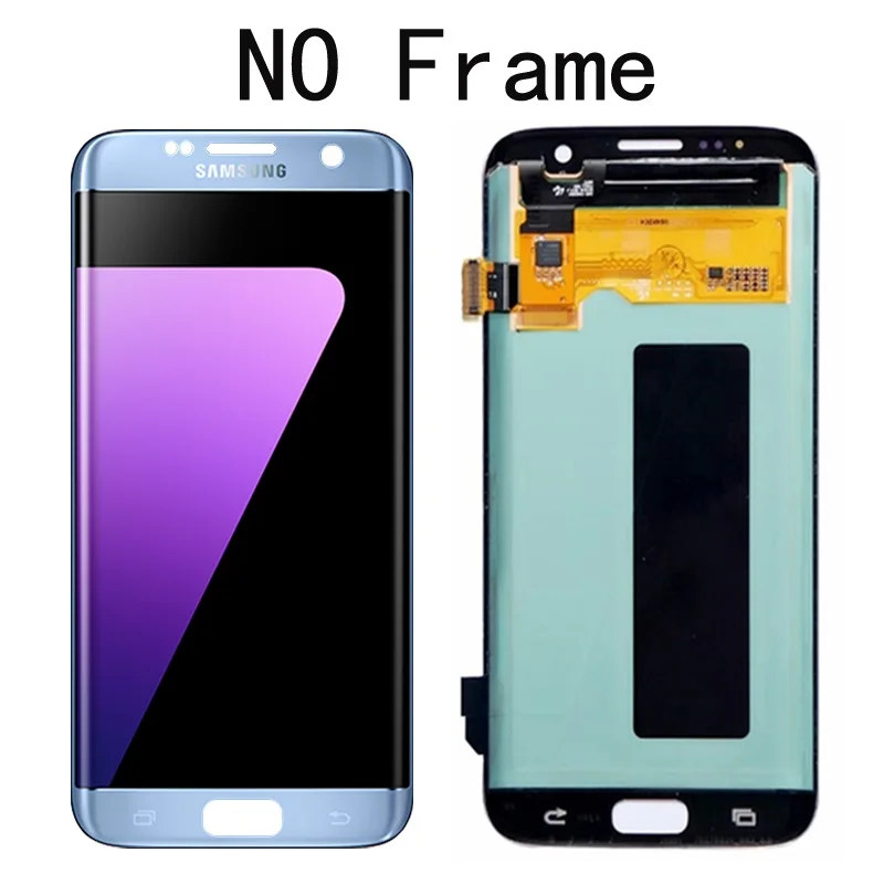 Coral Blue No Frame 5,5 ''дисплей с ЖК-экраном с рамкой для SAMSUNG Galaxy S7 Edge G935 G935F SM-G935F кодирующий преобразователь сенсорного экрана в сборе - Цвет: Coral Blue No Frame