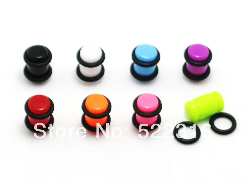 Акриловые затычки для ушей JEWEL с 2 черными уплотнительными кольцами разных цветов