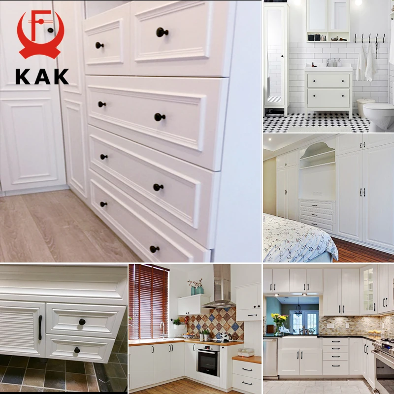 KAK 5 шт. черные ручки для шкафа из цинка Aolly кухонного в американском стиле