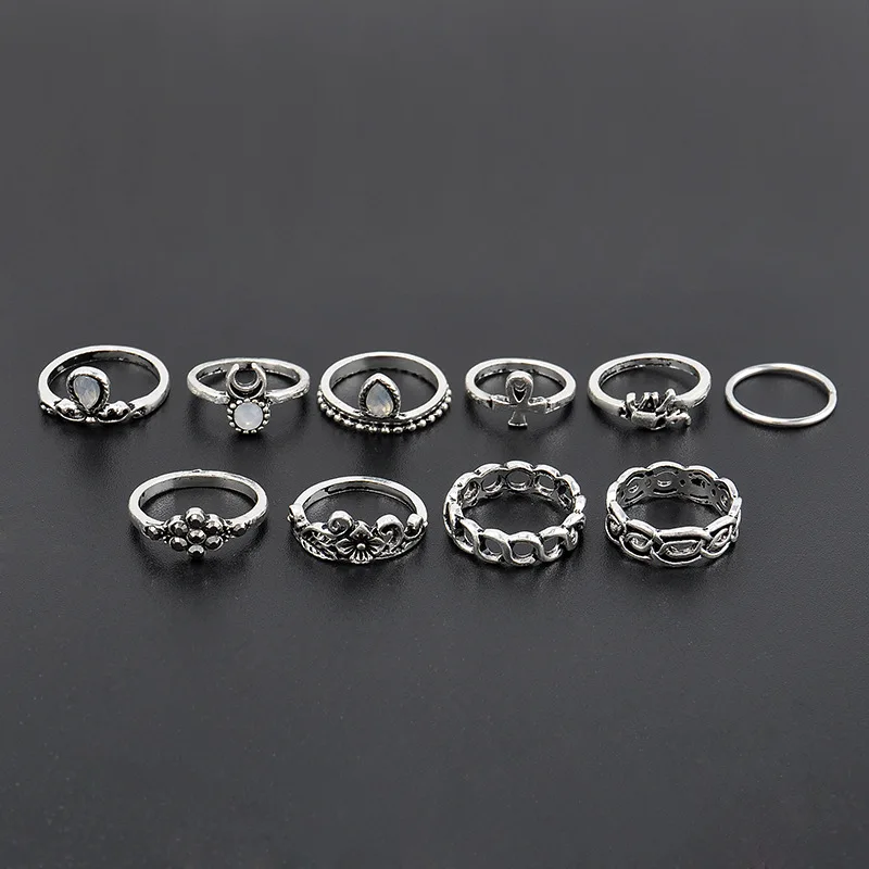 Набор Колец средней длины в богемном стиле 10 шт./лот винтажные цыганские кольца