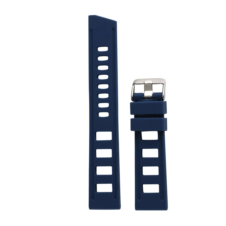 

22mm Silicone Black/Blue/Orange Watchband Waterproof Hollow Men Sport Watches Strap Pin Buckle Watch Replacement Bracelet