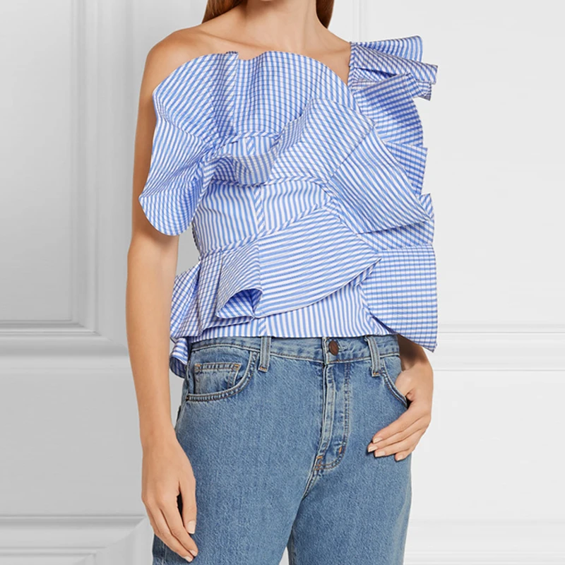 Высококачественная новейшая дизайнерская блузка 2020 топ Женская Полосатая