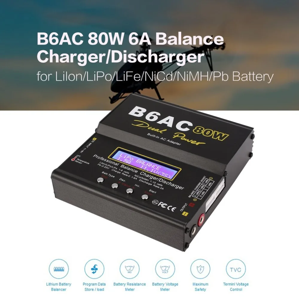 IMAX B6 B6ACC 80 Вт 6A Lipo NiMh Li-Ion Ni-Cd RC зарядное устройство 10 2A разрядное для