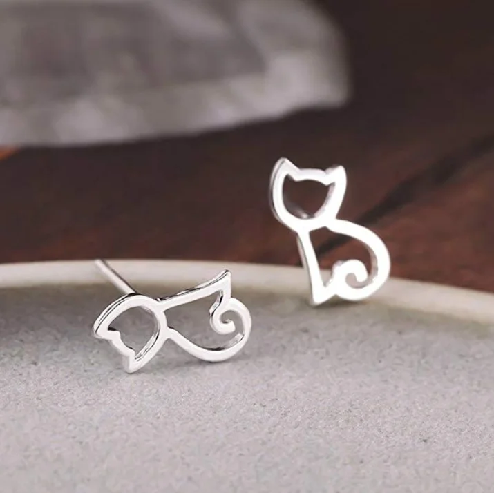 Серьги гвоздики Cxwind Tniy Cat Kitty милые мини серьги кошечки для детей подарок девочек