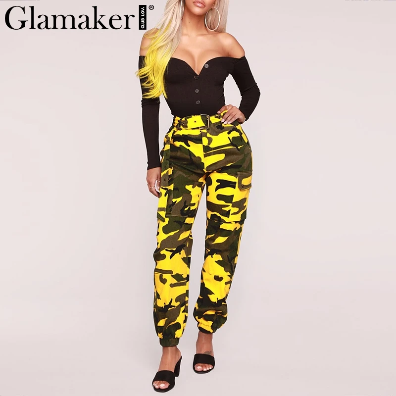 Женские штаны карго Glamaker летние хлопковые с высокой талией для фитнеса | Женская