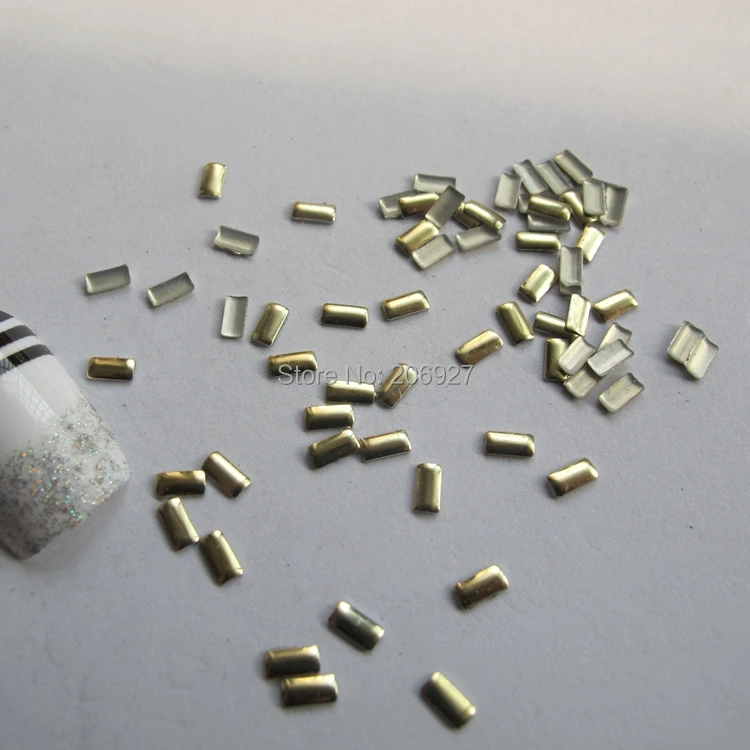 200pcs Cute S-64 2*4mm Nail Art Gold Rectangle Metal Stud Decoration | Красота и здоровье