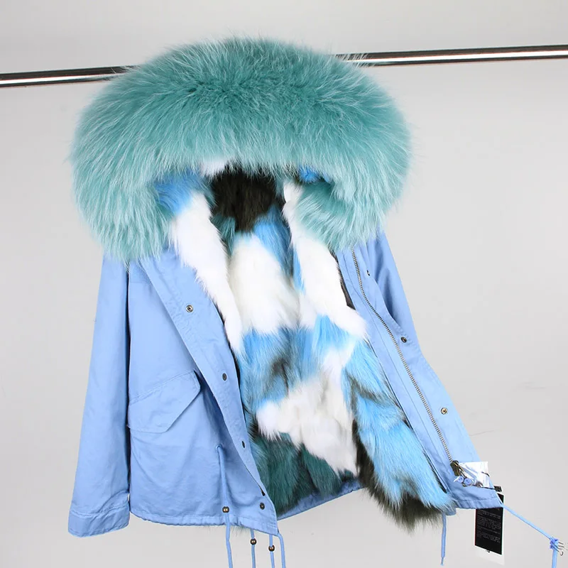 28 MAO KONG/зимняя куртка; коллекция года; парка армейского зеленого цвета; пальто с натуральным большим воротником из меха енота; подкладка из лисьего меха; Верхняя одежда с капюшоном - Цвет: 28