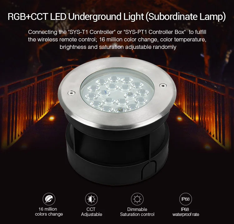 

Miboxer 5W 9W RGB+CCT LED Underground Light SYS-RD1 SYS-RD2 Outdoor Waterproof Subordinate Light APP/WIFI/Amazon Voice Control