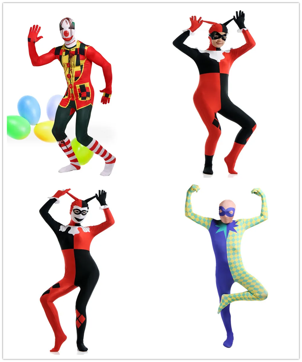 Костюм zentai из лайкры костюм клоуна для Хэллоуина|zentai lycra suit|zentai lycracosplay halloween |