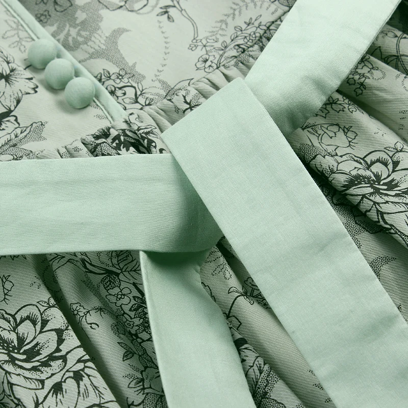 Do not forget to spend summer in the green dress 2016 pure cotton printing sub slim waistband short sleeved | Женская одежда