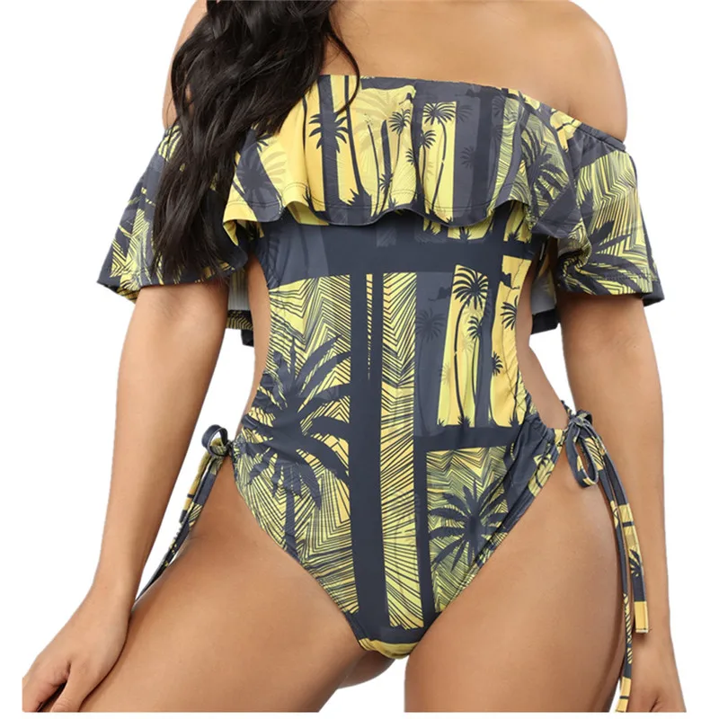 Женский сексуальный купальник размера плюс с градиентным принтом из двух частей