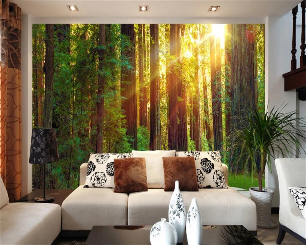 Fashion TV backdrop wallpaper Primitive forest scenery Photo wall mural 3d nature landscape Home Decoration beibehang | Обустройство