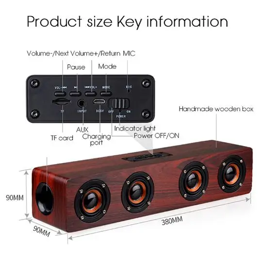 HIFI Беспроводной Bluetooth Динамик большой Мощность 12 Вт Портативный сабвуфер стерео