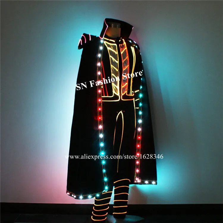 TC 207 полный цвет костюмы для бальных танцев светодиодные робот мужской костюм dj