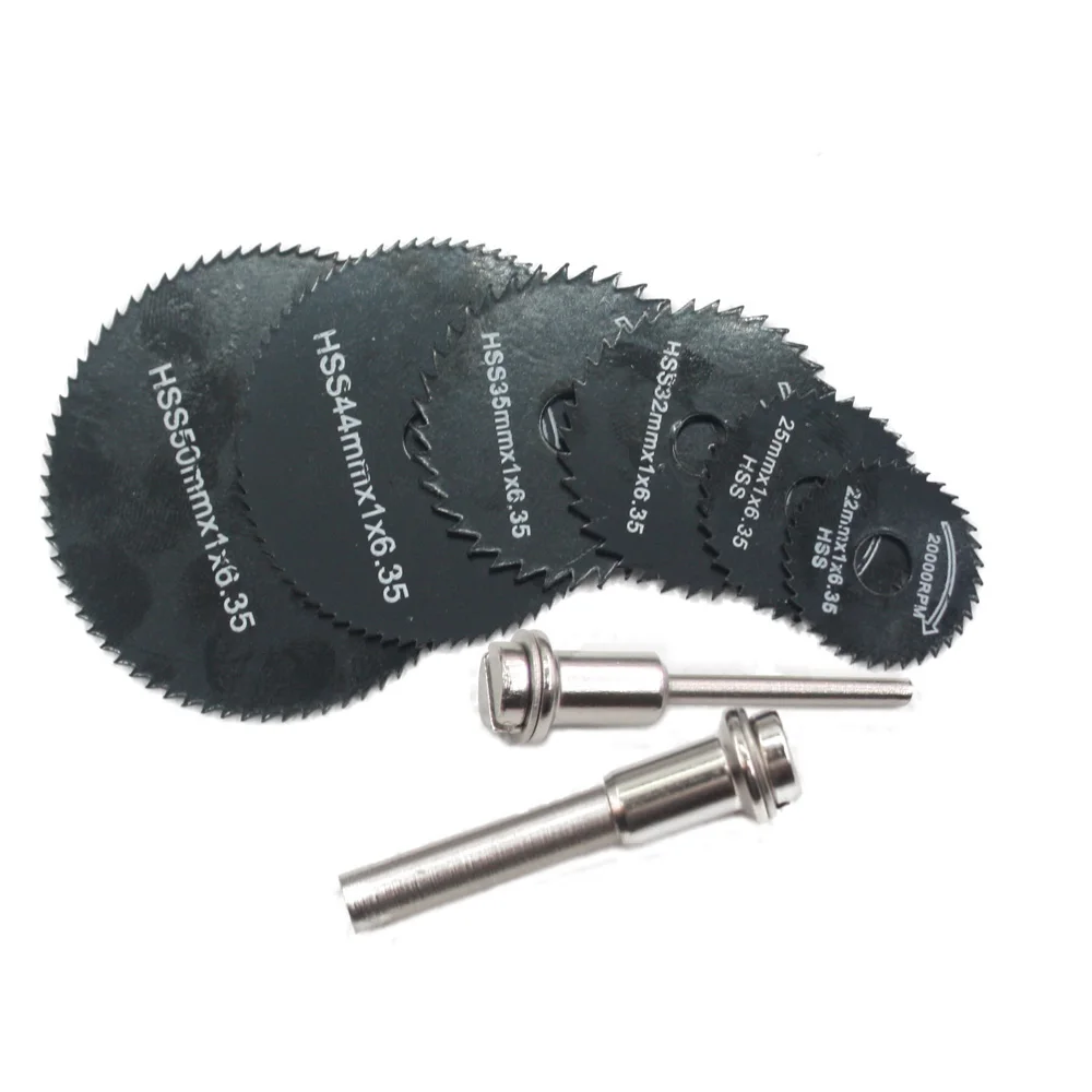 6 pcs blades black HSS пильный диск 6 шт./7 шт. мини-лезвие 22 мм-50 мм для dremel/электрический шлифовальный станок для резки дерева/пластика - Сетки: 6 pcs blades black