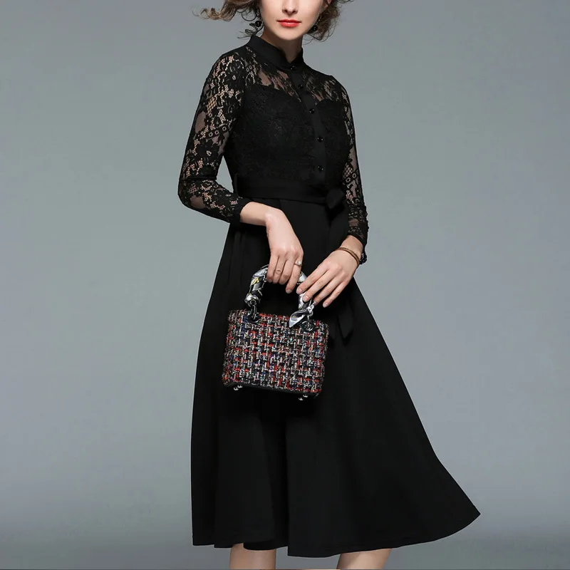 ZOSOL Весна Новый Для женщин выдалбливают кружева лоскутное Повседневное модная