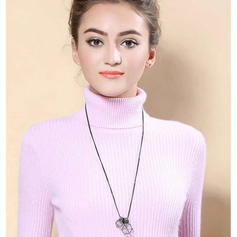 Women's Sweater 2019 Autumn Winter New High Collar Cashmere Long Sleeve Thickening Pullover Wild A184 | Женская одежда