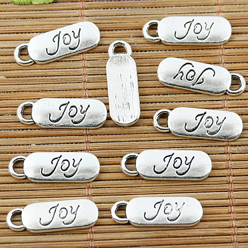 

90pcs tibetan silver color bar shaped Joy lettering design charms EF1296