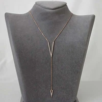rose gold color long chain letter v micro pave clear cz v charm sexy ladies gift summer ol lady lariat necklace
