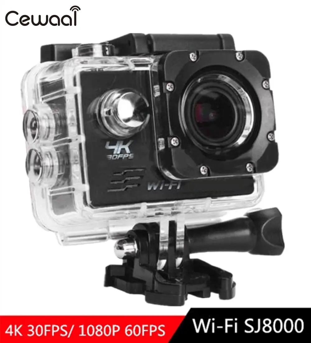 

Cewaal Action Camera Ultra HD 4K 25fps WiFi 2.0" 170D Underwater Waterproof Helmet Video Recording Cameras Sport Camera