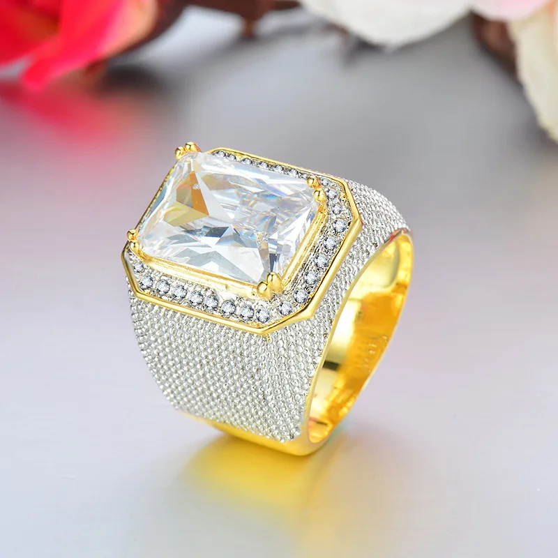 Косынка мужское кольцо 925 пробы серебро 6ct AAAAA Cz камень большой заниматься Для