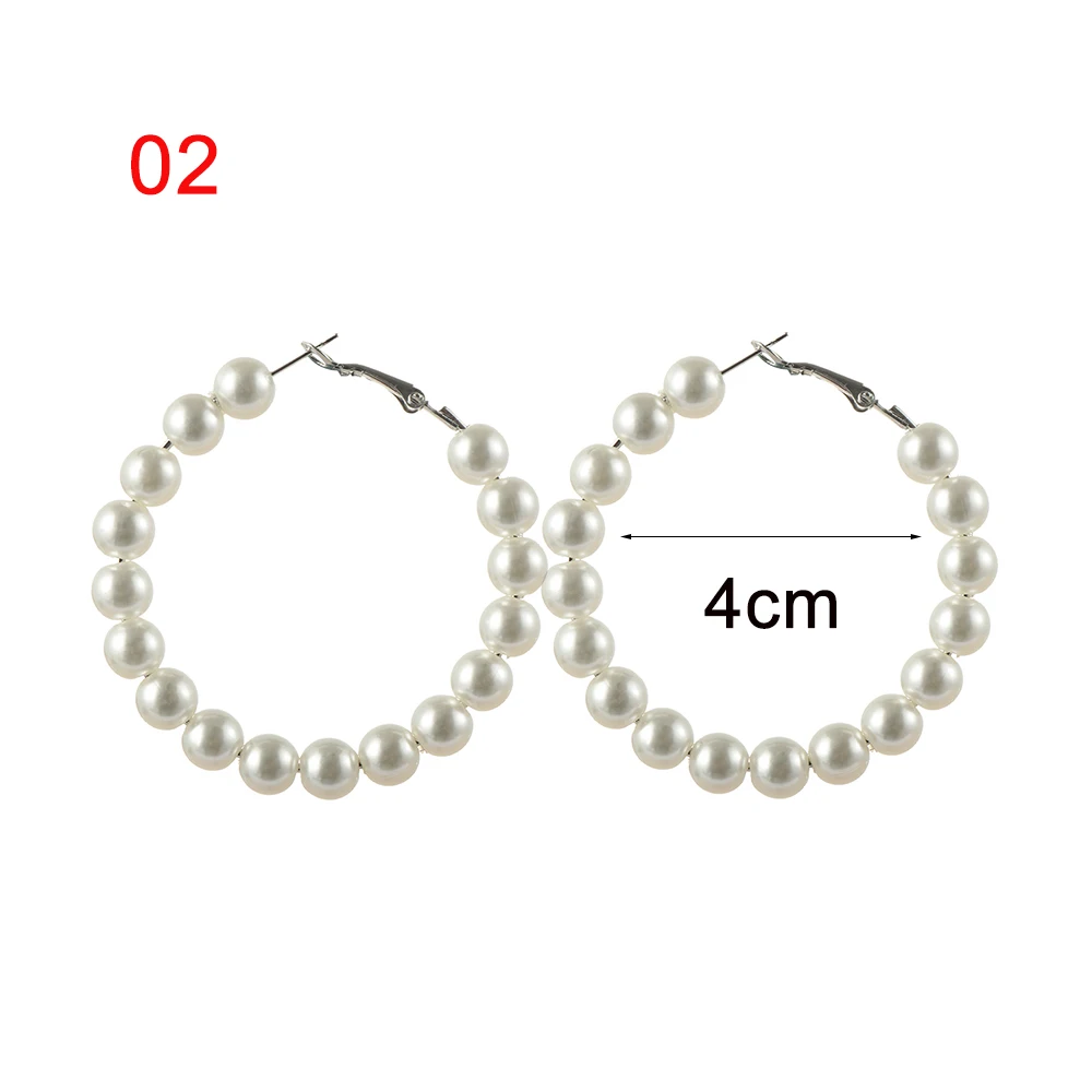 A2 Boho White Imitation Pearl Round Circle Hoop Earrings Women Gold Color Big Earings Korean Jewelry Brincos Statement Earrings - Окраска металла: A2