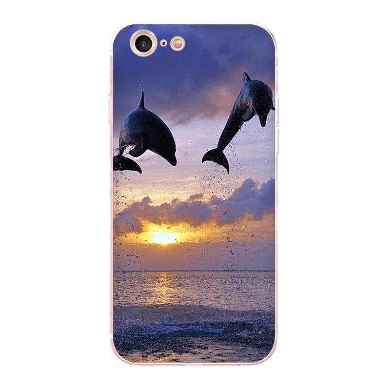 Мягкий чехол для телефона MaiYaCa Jumping Dolphin in tne moonlight and sunset ocean Apple iPhone 8 7 6 6S Plus X 5 5S SE 5C 4