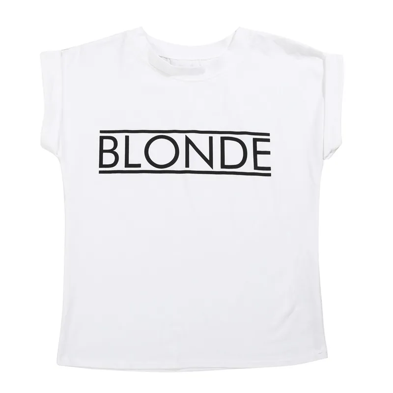 BLONDE WHITE Новое поступление, модная Женская Базовая футболка с коротким рукавом, Летние повседневные топы, женские хипстерские Топы tumblr harajuku, брендовая блузка dames kleding - Цвет: BLONDE WHITE