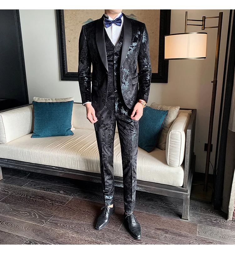 Цветочный костюм для собаки Homme Mariage барочные костюмы для мужчин 3XL осень Vestito Da Sposo костюм из 3 предметов мужские свадебные костюмы