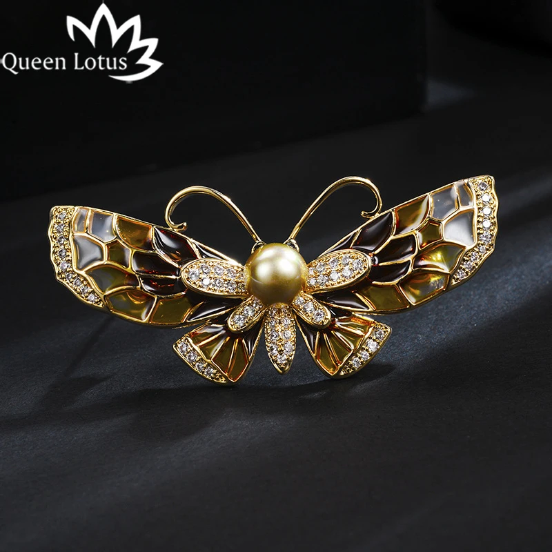 Женская Брошь бабочка Queen Lotus роскошная брошь высокого качества с цирконием AAA