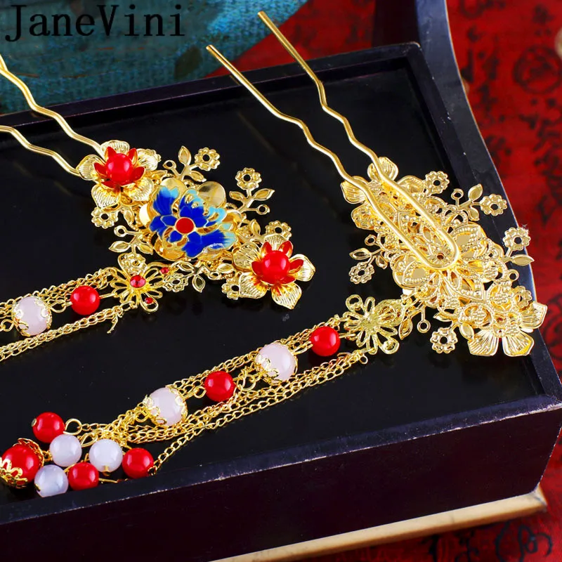 Роскошные украшенные бисером серьги и шпильки для невесты jaevini в китайском стиле