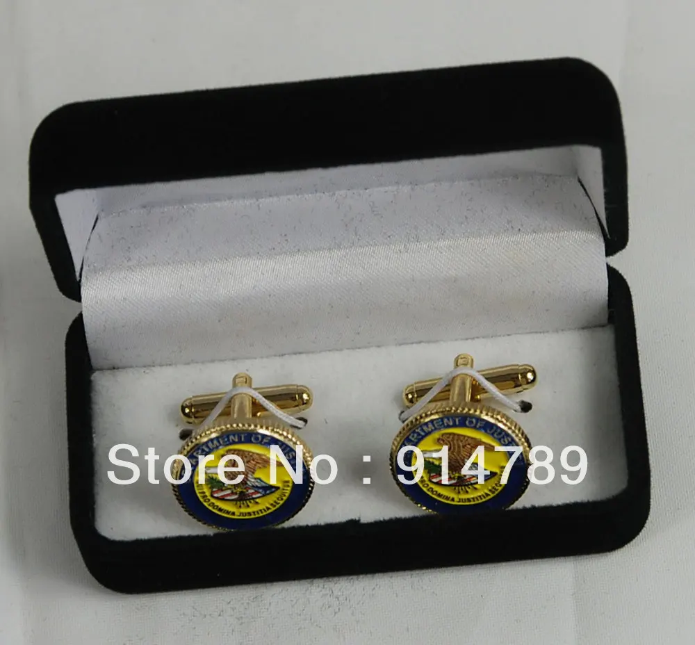 Отдел юстиции США запонки бейдж с коробкой 33118|department| |