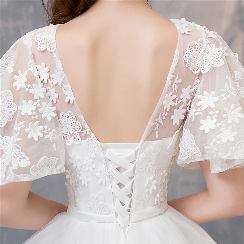VLNUO NISA элегантное кружевное свадебное платье с аппликацией Vestidos De Novia Изящные Бальные платья с коротким рукавом размера плюс Robe De Mariage 20