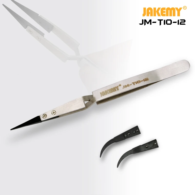 Jakemy JM T10 12 прецизионные антистатические ESD пинцеты из нержавеющей стали с