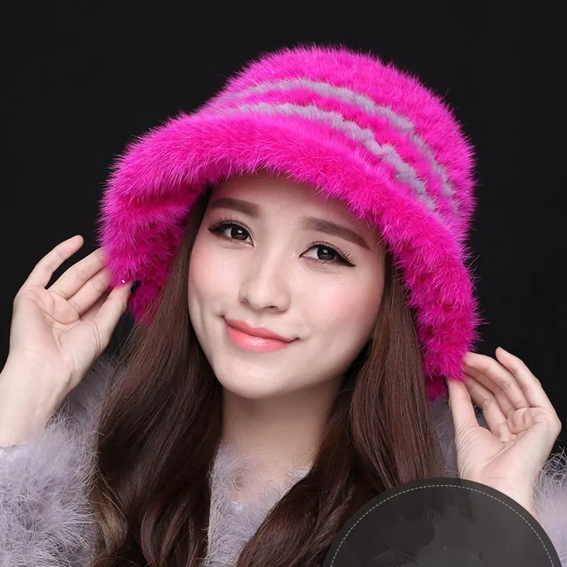 Женские шапки-федоры из натурального меха норки зимние теплые шапки модные