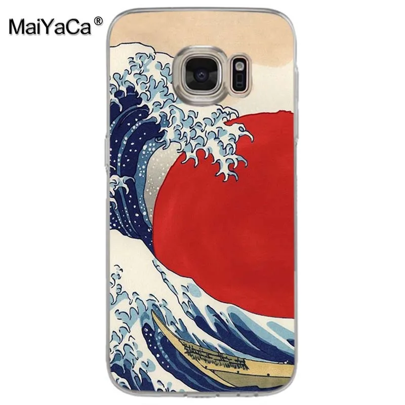 Чехол для телефона MaiYaCa Wave Art Japanese Green Illust с красочным принтом из ТПУ samsung galaxy s8 s7 edge