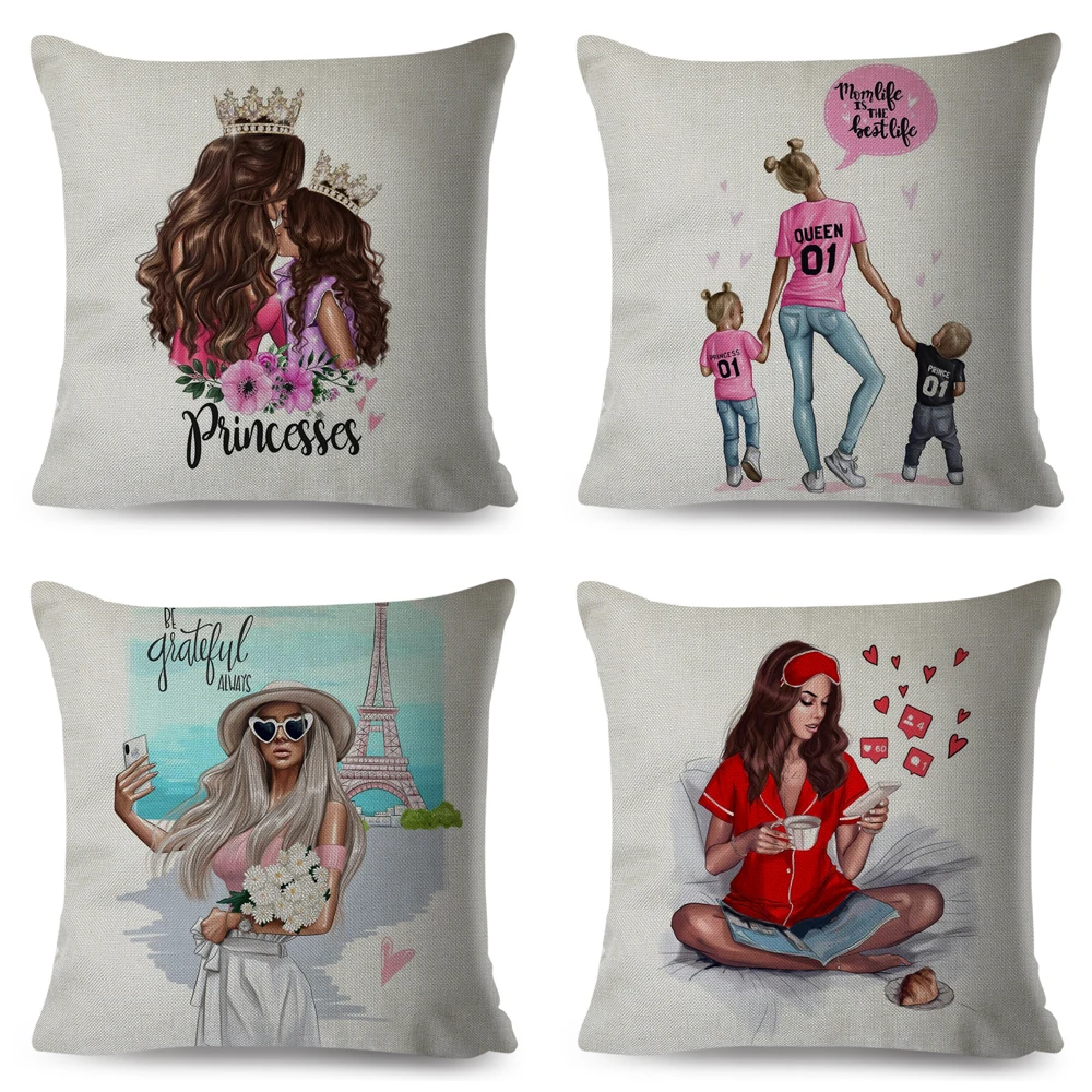 Модный милый мультяшный чехол для подушки Super Mama 45x45 см декоративный мамы и