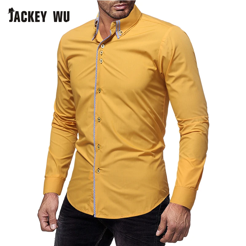 JACKEYWU повседневные рубашки мужские 2019 брендовые модные с двойным воротником и