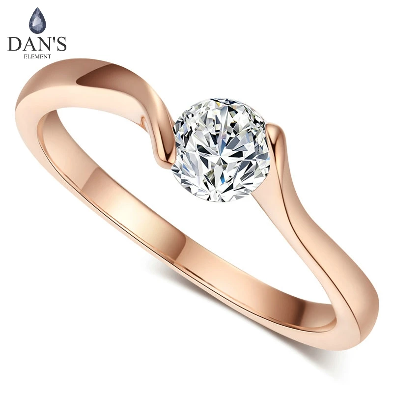 Обручальные кольца DAN'S ELEMENT с фианитом для женщин кольцо из розового золота