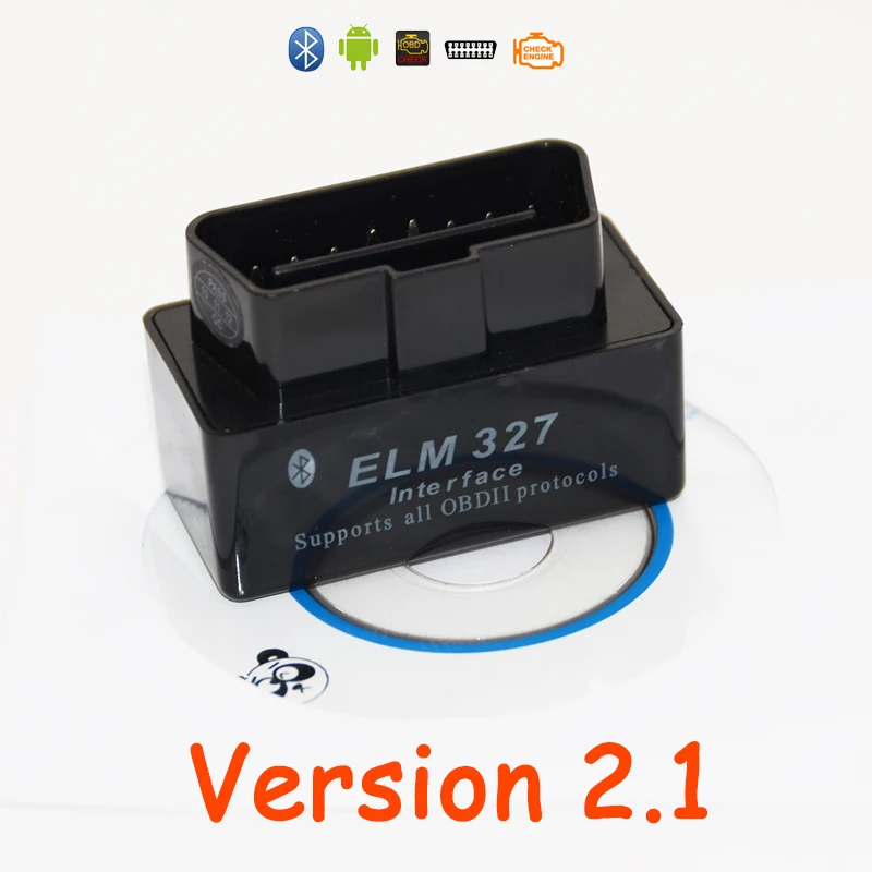 Показателя VIECAR черный Bluetooth MINI ELM327 OBD2/OBDII ELM 327 V2.1 автомобиль код сканер