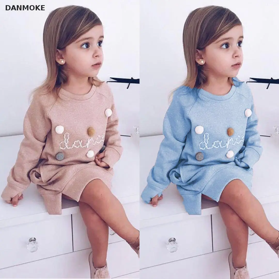 Толстовка с капюшоном для девочек Danmoke длинный свитер принтом и вышивкой