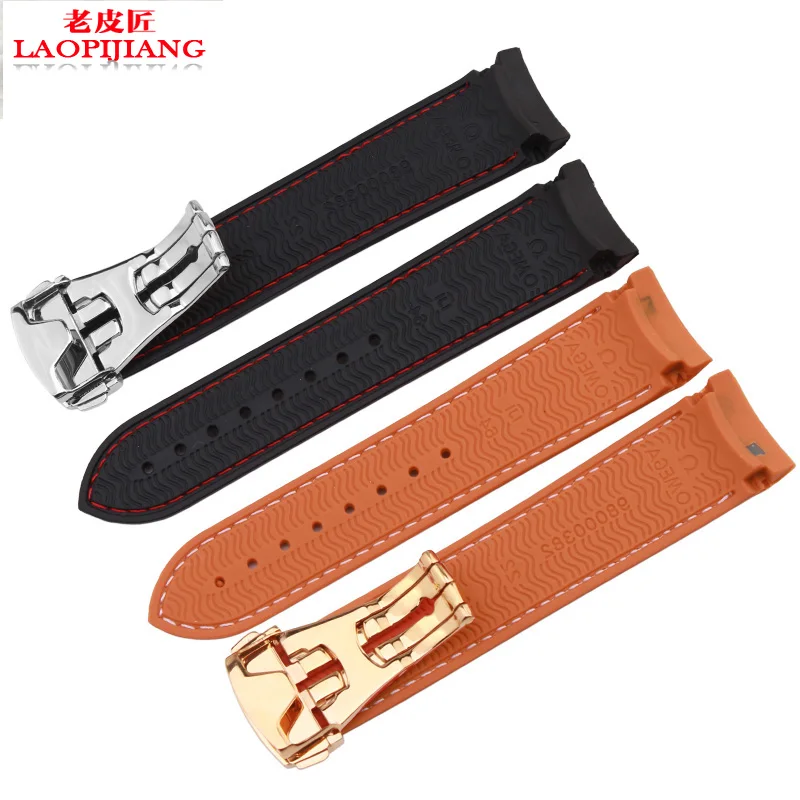 Ремешок для часов из силиконовой резины с изогнутым концом и пряжкой установки