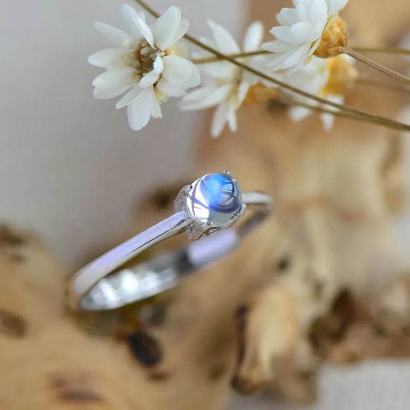 Женское кольцо из серебра 925 пробы с натуральным лунным камнем|ring for|rings for womenring