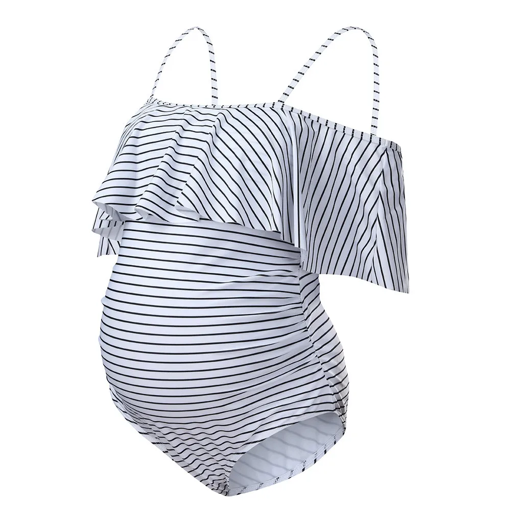 Купальник для беременных женщин танкини в полоску бикини купальник пляжная